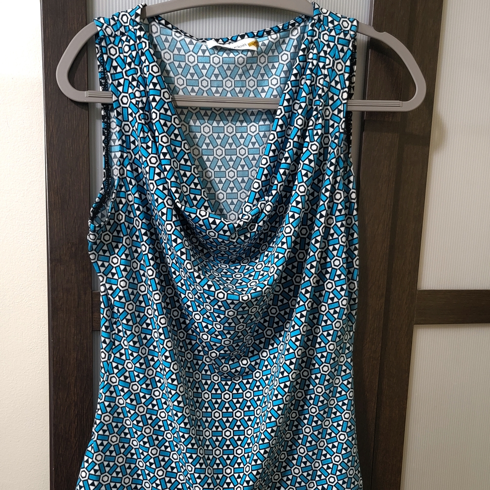 Calvin Klein Blue Draped Sleeveless Tank Top Size S